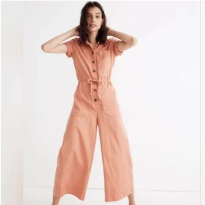Madewell Coral Button-Down Jumpsuit
